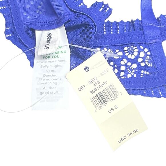 Aerie Cobalt Electric Blue Coral Lace Bandeau Bralette - S N0231 - Picture 4 of 5